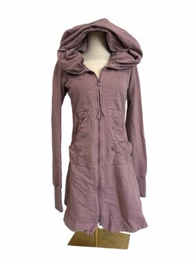 Prairie Underground Long Cloak Hoodie in Mauve Pink Organic Cotton Size Small